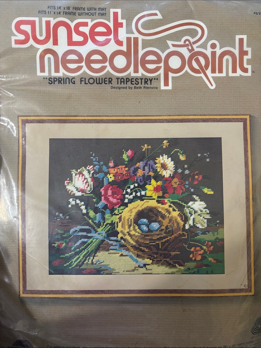 Sunset Needlepoint Floral Nest Tapestry - Multicolor